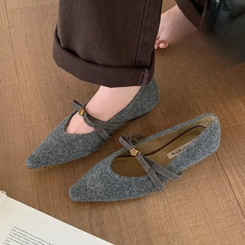 Women'S Fashion Shoes - Bowknot Pointed Toe Low Heel Women
