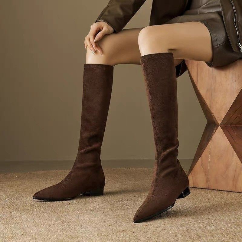 Women'S Fashion Korea - Women Knee High Boots Pointed Toe