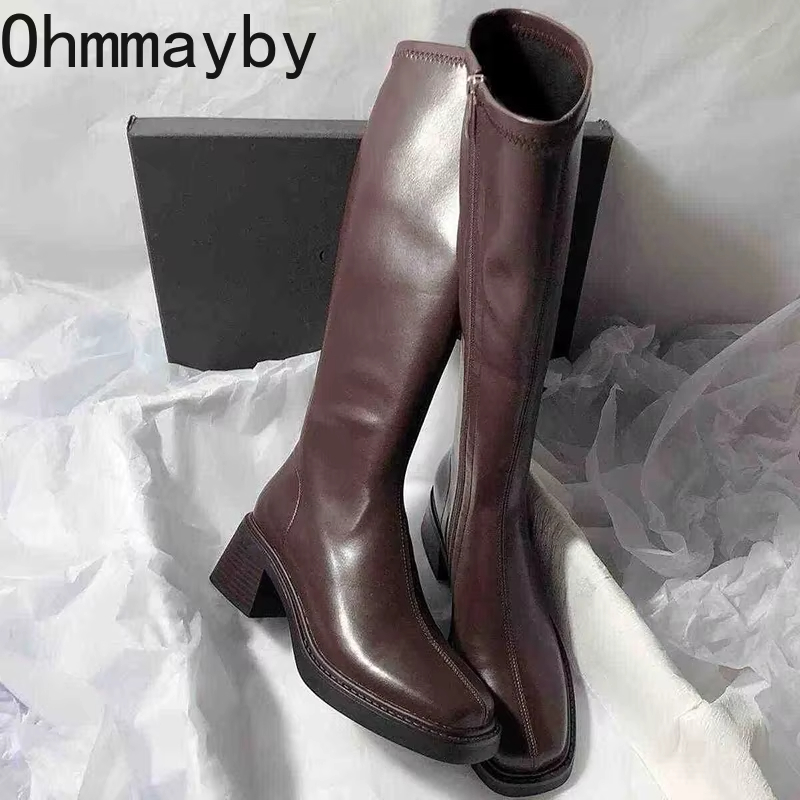 Vintage Thick Heel Women Knee  - Women'S Fashion Korea review and price