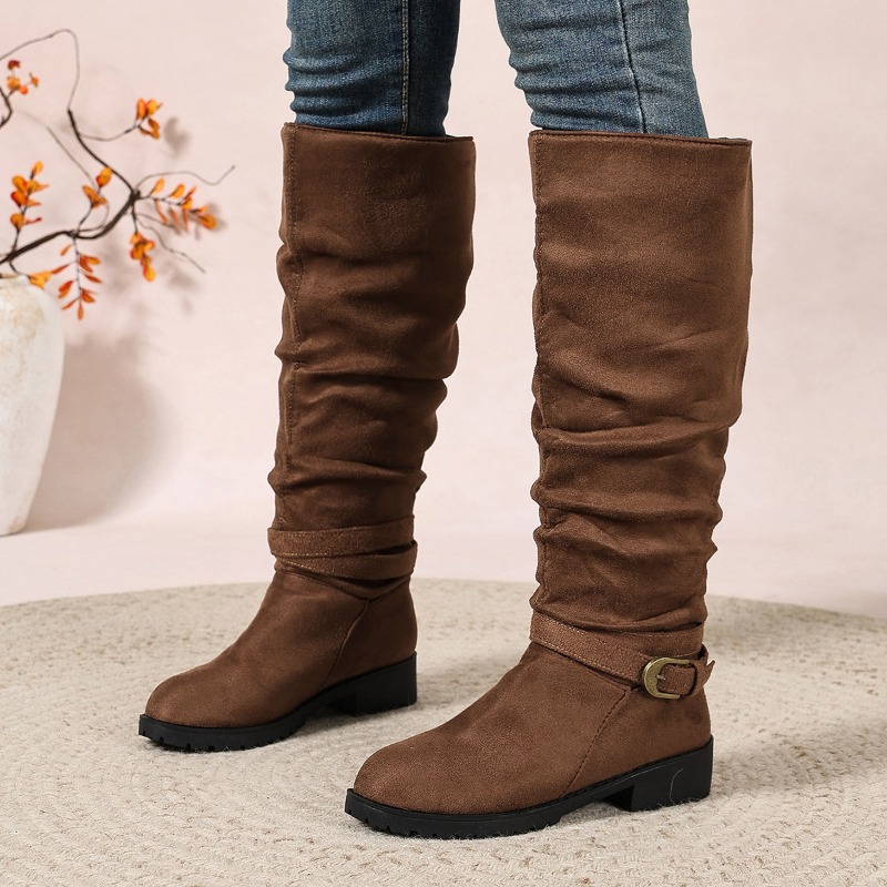 Spring Autumn Retro Pleated De - Women'S Fashion Knee High Boots review and price