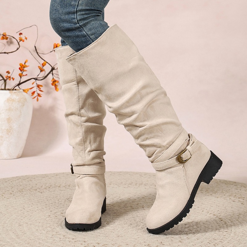 Spring Autumn Retro Pleated De - Women'S Fashion Knee High Boots review and price