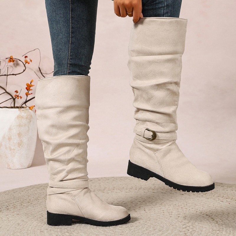 Spring Autumn Retro Pleated De - Women'S Fashion Knee High Boots review and price