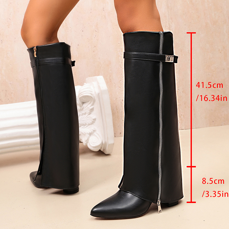 Fashion Black Pu Leather Knee  - Women'S Fashion Knee High Boots review and price