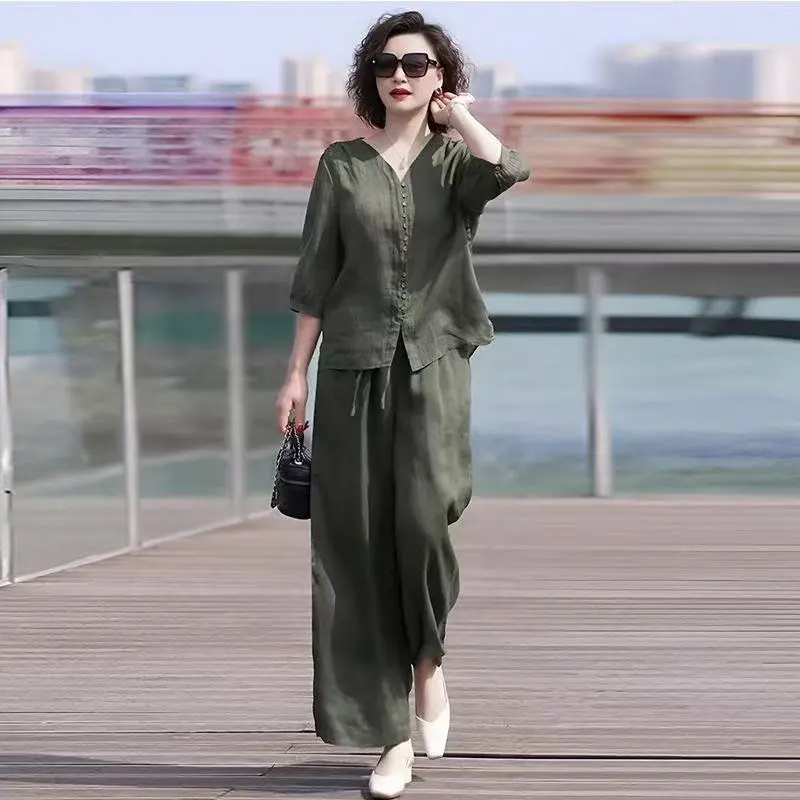 Linen Cotton Set Women's Summe - Women Fashion Over The Years review and price
