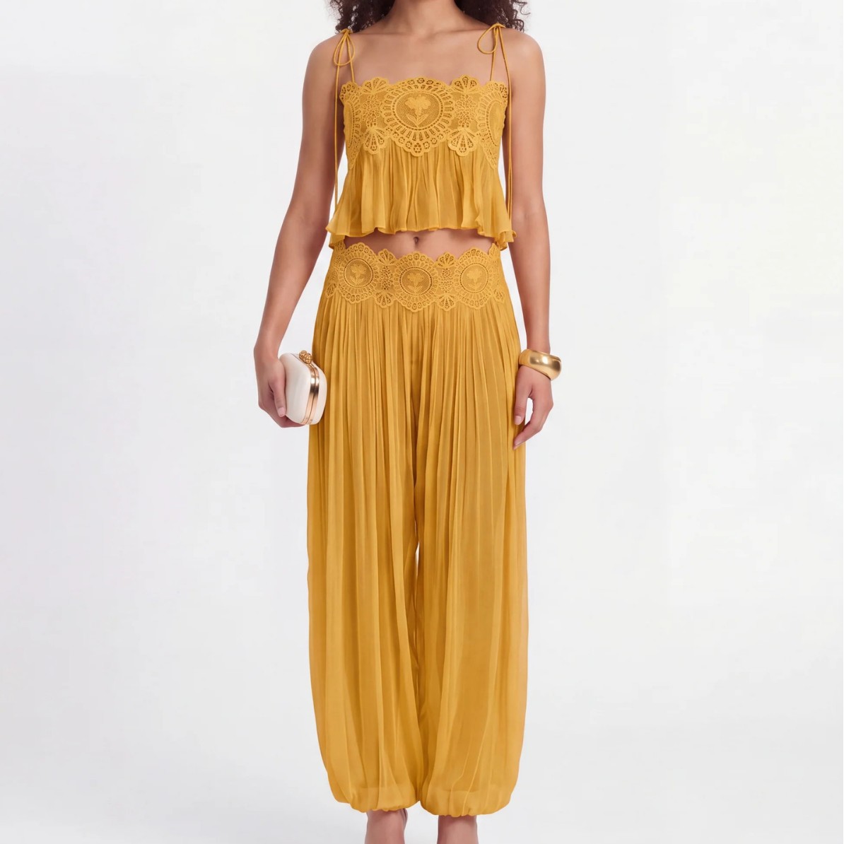 Women Long Pant Set Square Nec - Lace Trim Cami review and price